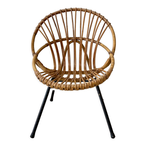Fauteuil coquille en rotin