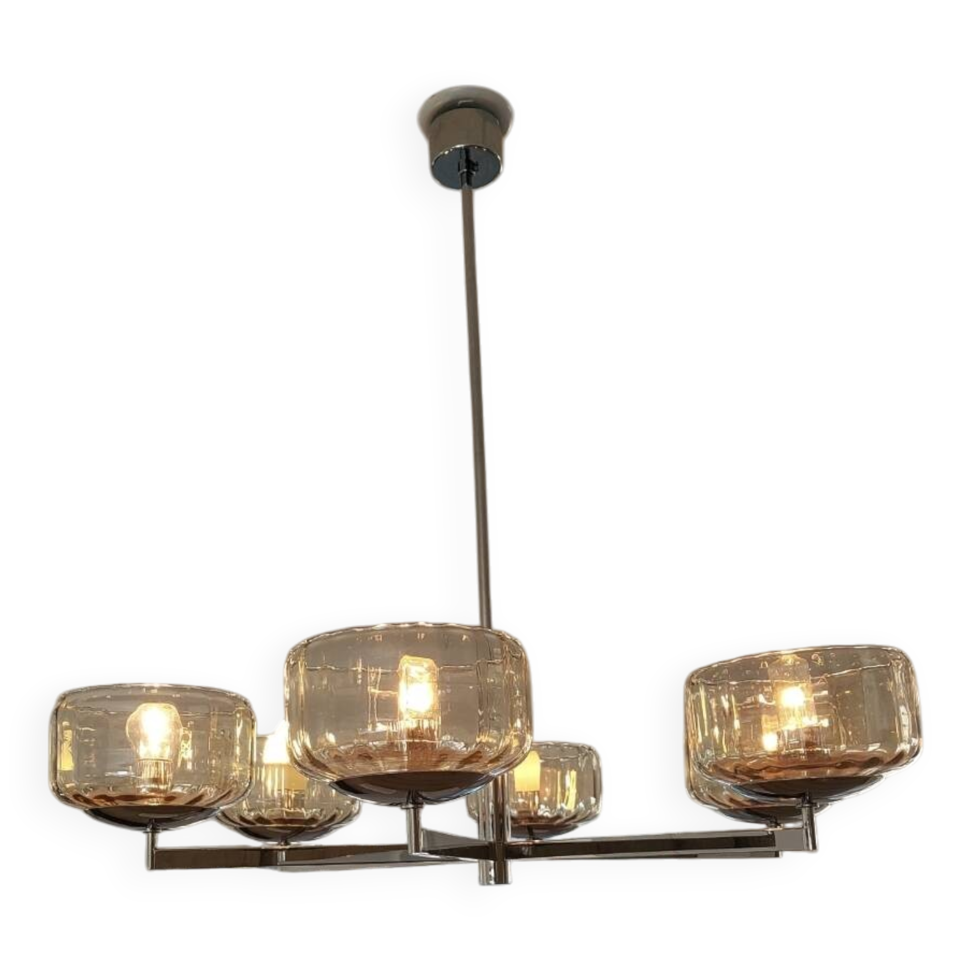 Sciolari 6-light chandelier - Chrome and amber/smoked