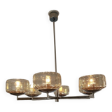 6-light chandelier by Sciolari - Chrome and amber/smoked