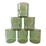 6 green bubbled glasses