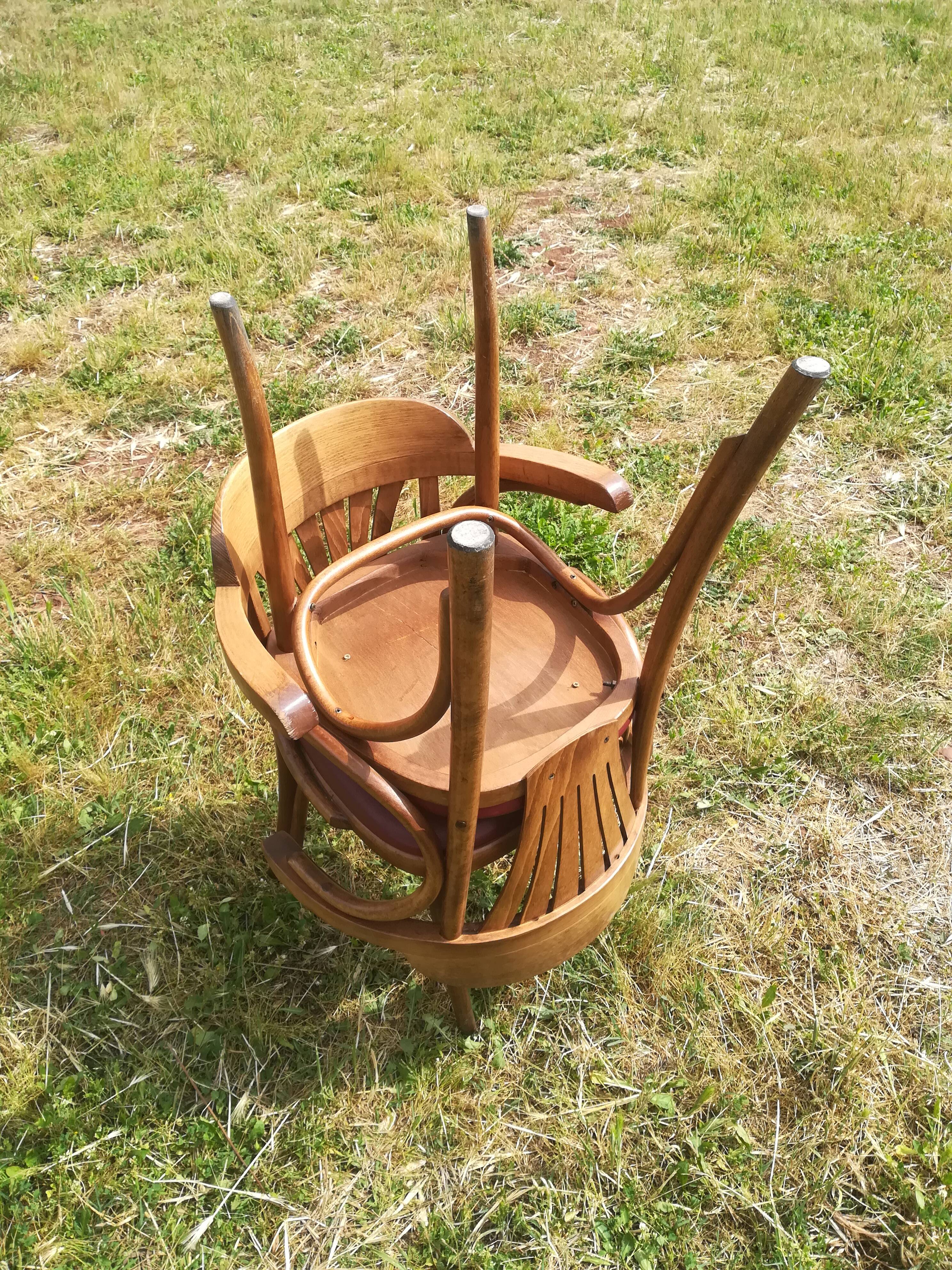 Set of 41 bistro chairs seated red skaï