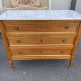 Louis XVI style chest of drawers Marble top White veined with ears