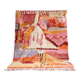 Handmade Moroccan wool rug, large size 250x150 cm, handcrafted.