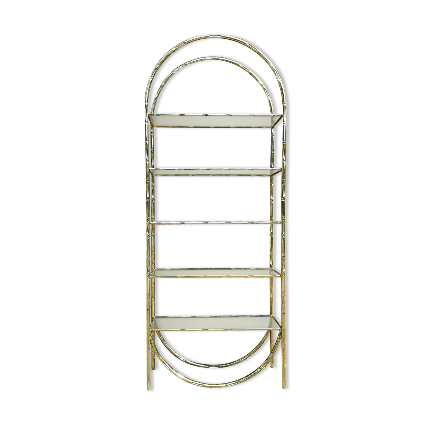 Shelf faux bamboo gold metal