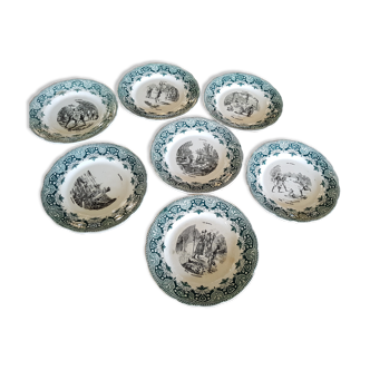 7 dessert plates, Terre de Fer