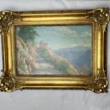 Oil on panel, landscape, Louis XVI style frame, early 20th century