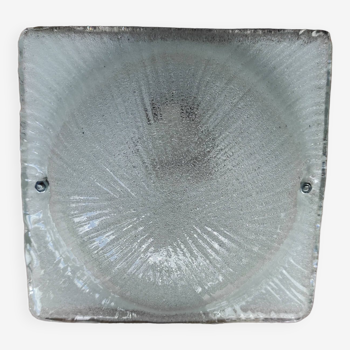 Square wall light in metal and vintage frosted glass