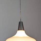 Water drop pendant light Space age in white opaline, France circa 1970.