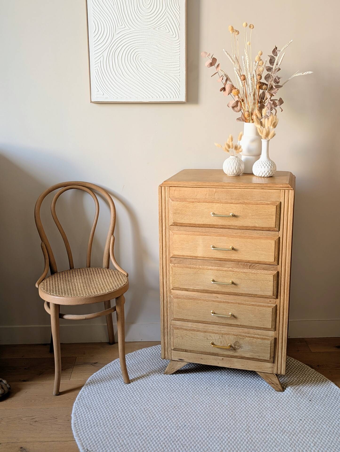 Chiffonnier vintage années 50 60 rénové pieds compas