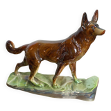 Iridescent ceramic wolf dog, Hubert Béquet