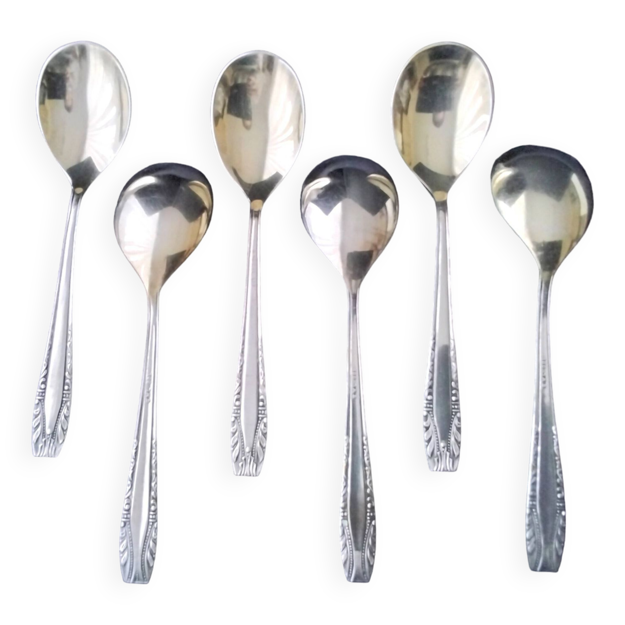 6 Silver-plated ice cream spoons, golden spoons