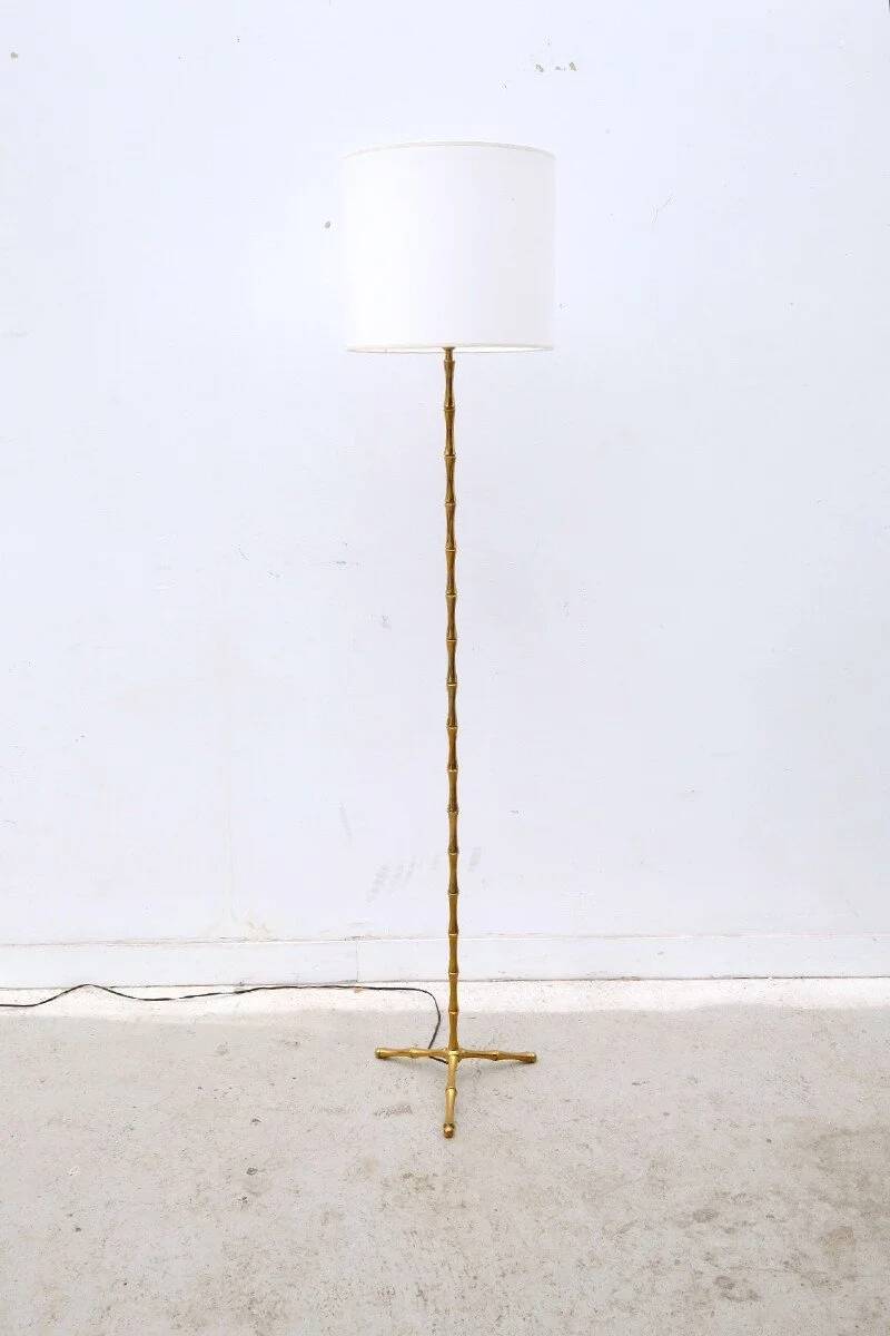 "Bamboo" brass floor lamp, France 1950
