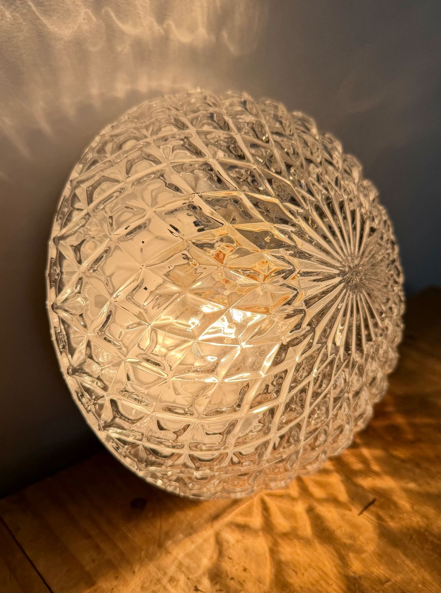 Vintage Glass Wall or Ceiling Light, 1970s