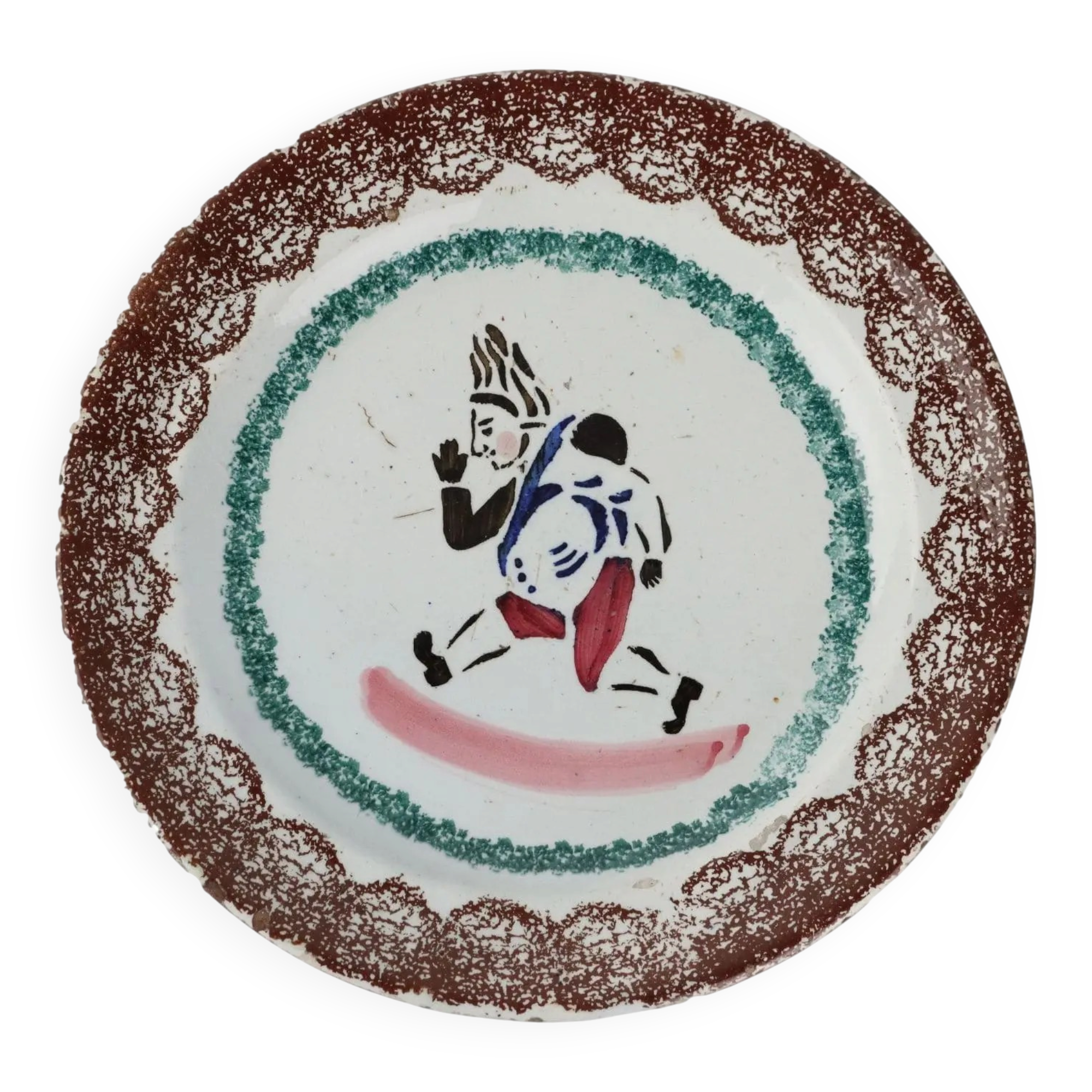 Antique plate decorated in ceramic Italy 19th Century
