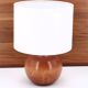 Wooden ball lamp, white lampshade, 70s