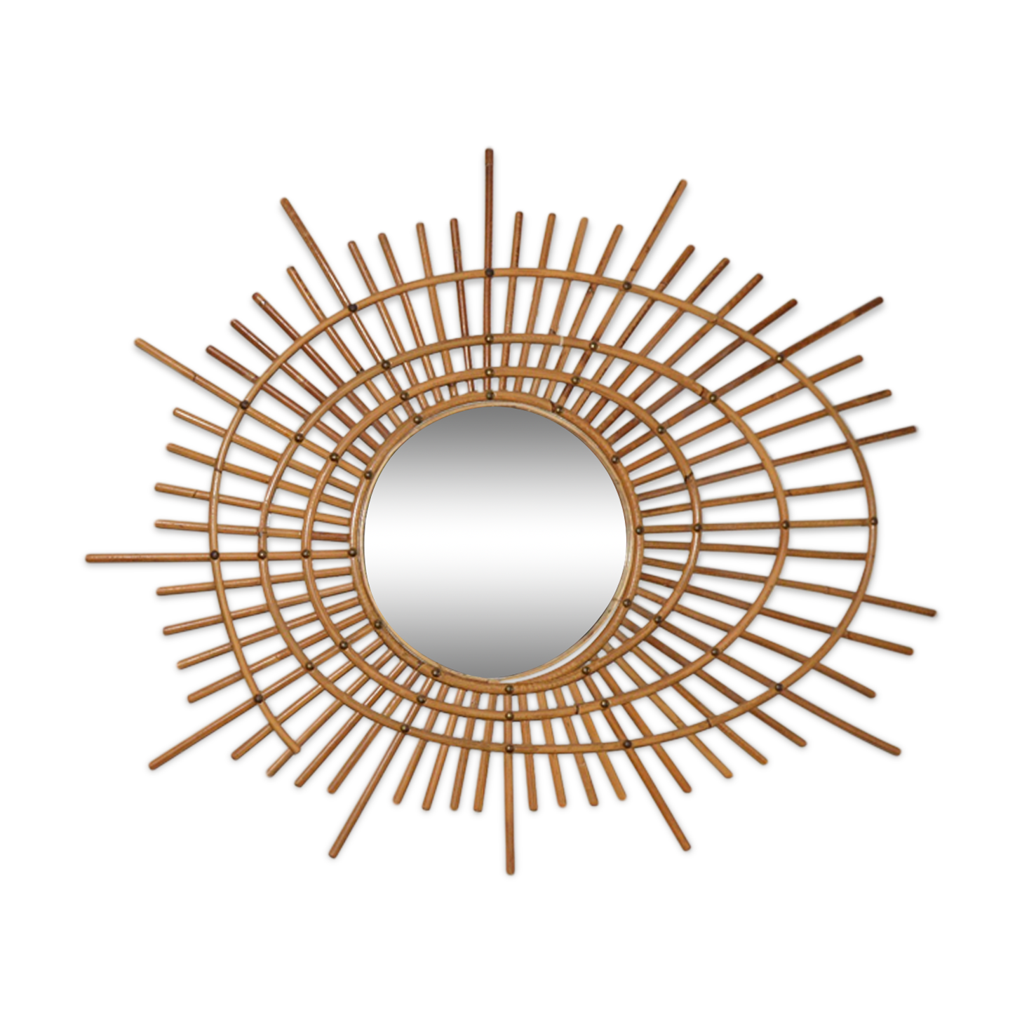 Mirror rattan ortf model years 50-60 - 63x80cm