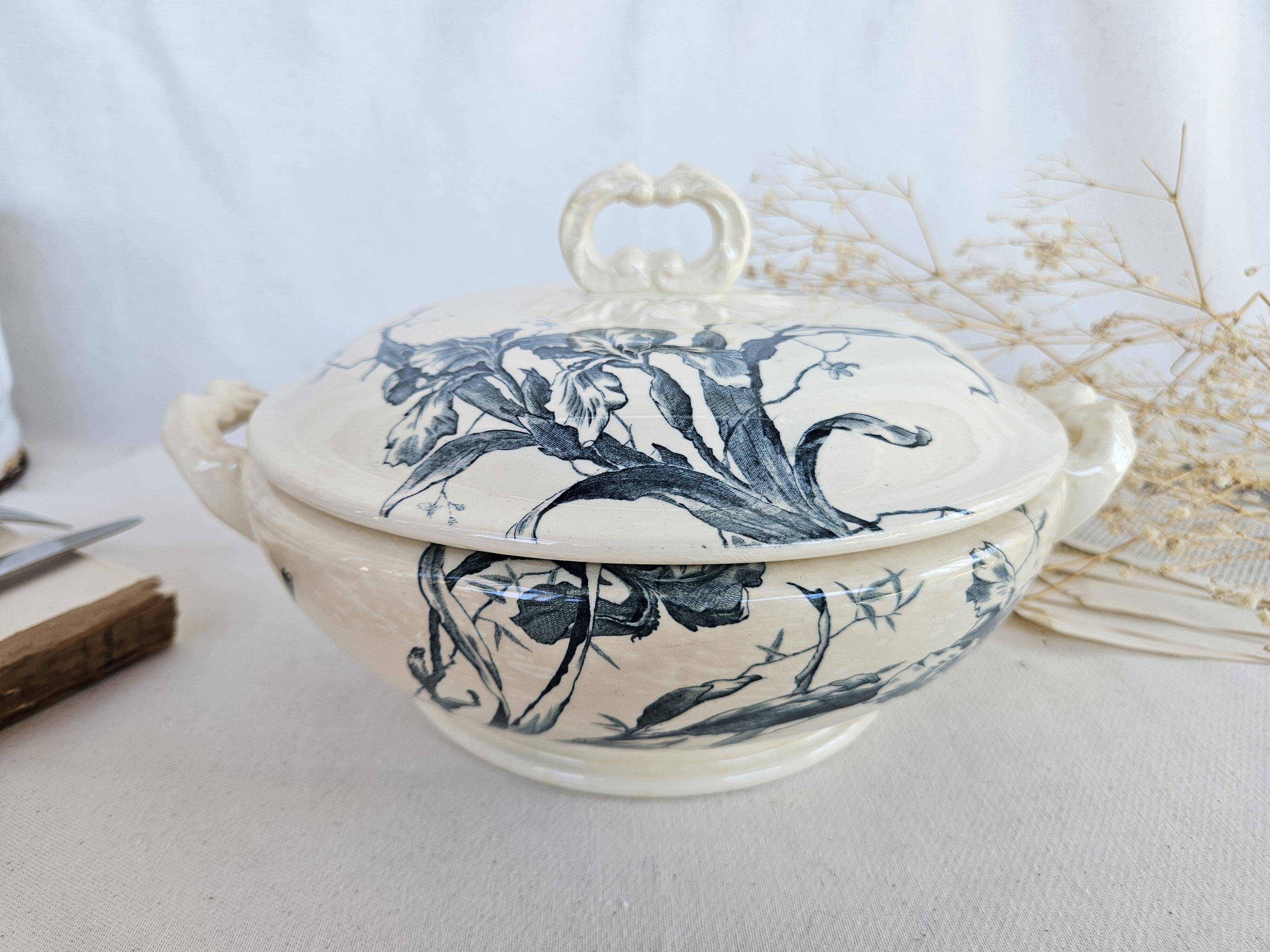 Soupière ancienne Gien Iris Terre de Fer