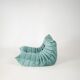 Togo set of armchair and pouf in mint velvet