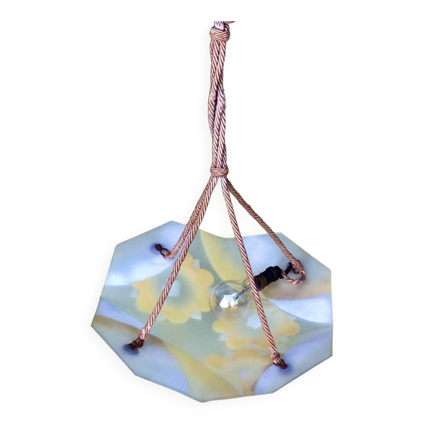 Lustre/suspension vintage 1940 fleurs jaunes