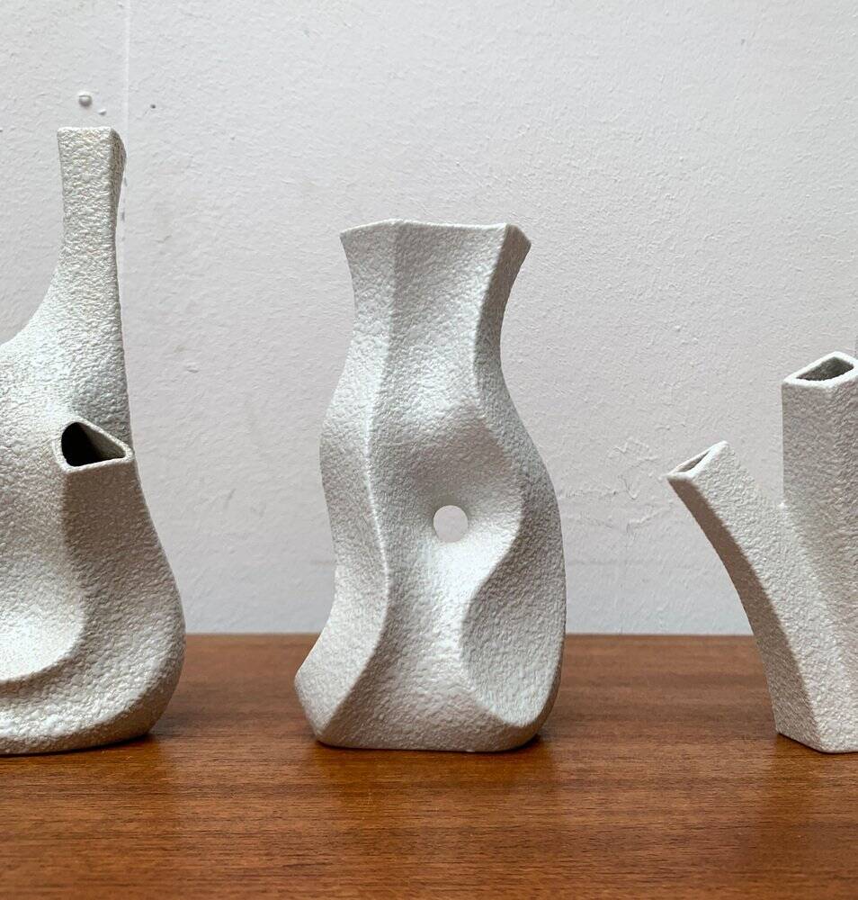 White sculptural vases by Peter Müller for Sgrafo Modern, 1960s, set of 6.