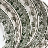 6 mismatched ironstone flat plates Murier Violetta