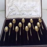 Ercuis mocha service in gold metal square-section handle called "Russian style"