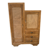 Asymmetrical wardrobe in raw wood