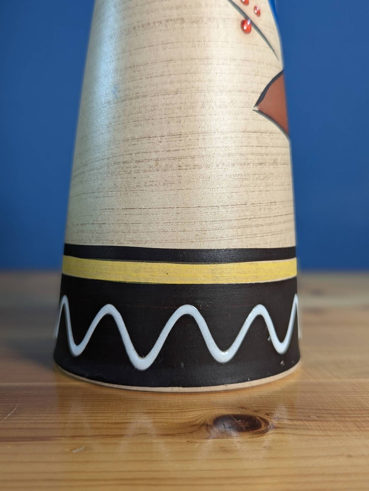 Diabolo vase West Germany MR Keramik leaves styles 70s vintage 28.5cm