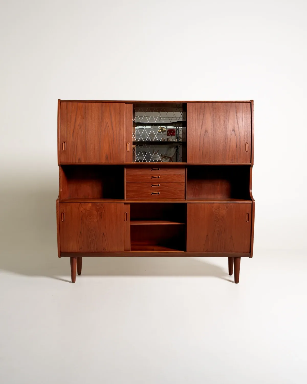 Danish Teak Highboard with Bar Cabinet