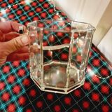 Vintage Crystal Ice Bucket with Metal Handle from the 70s