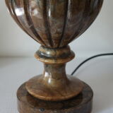 Pied de lampe balustre en onyx brun