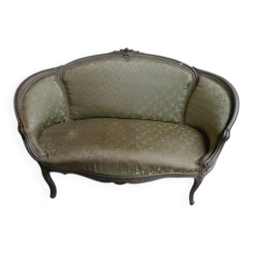 CANAPE LOUIS XV 2 PLACES VERT GRIS
