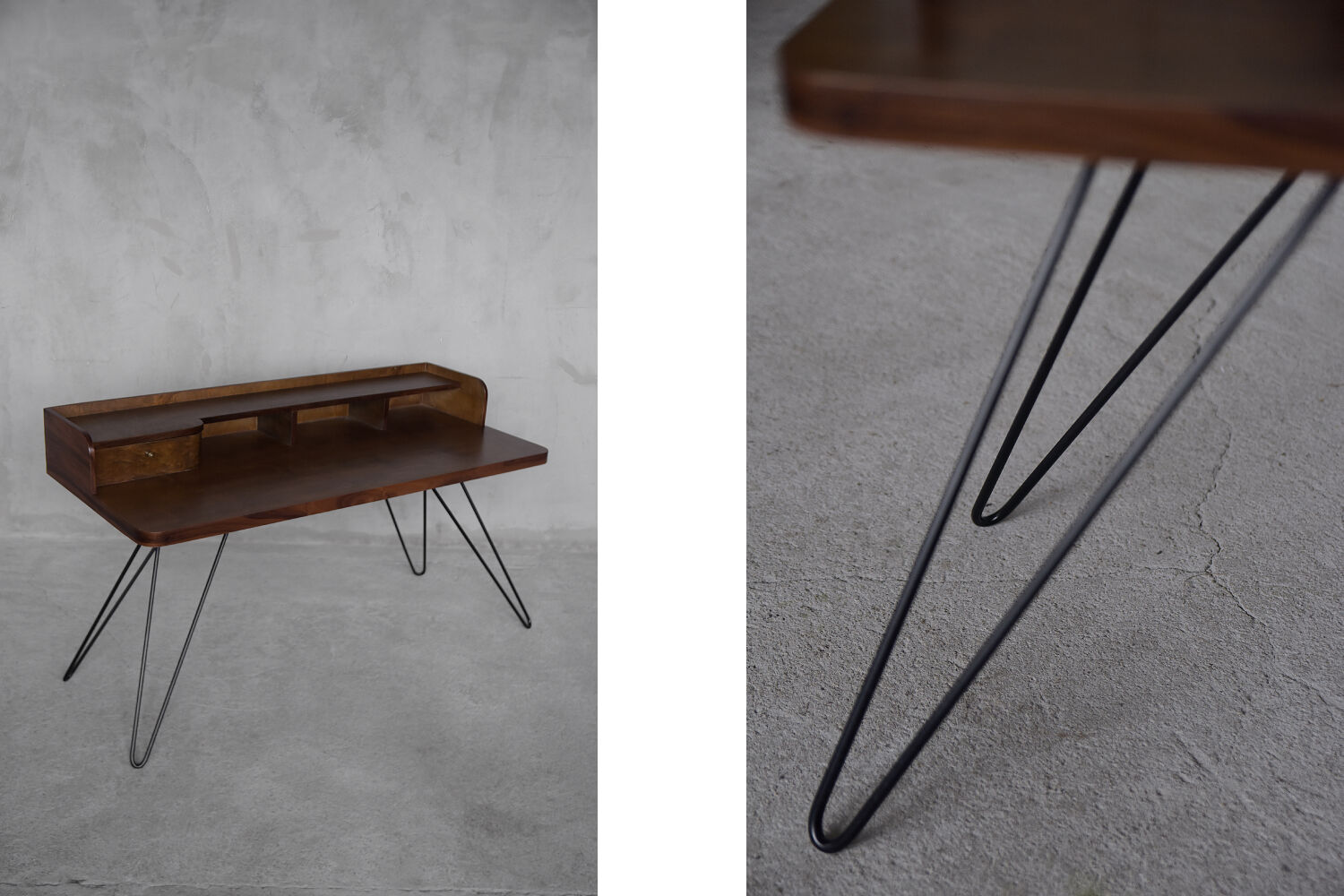 Vintage mid-century german walnut lady desk, 1950s