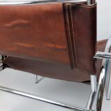 Pair of armchairs chromed metal and leather, 60 years