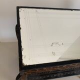 Vintage pedestal table 1970 handmade craft oriental mirror - 60 x 30 cm