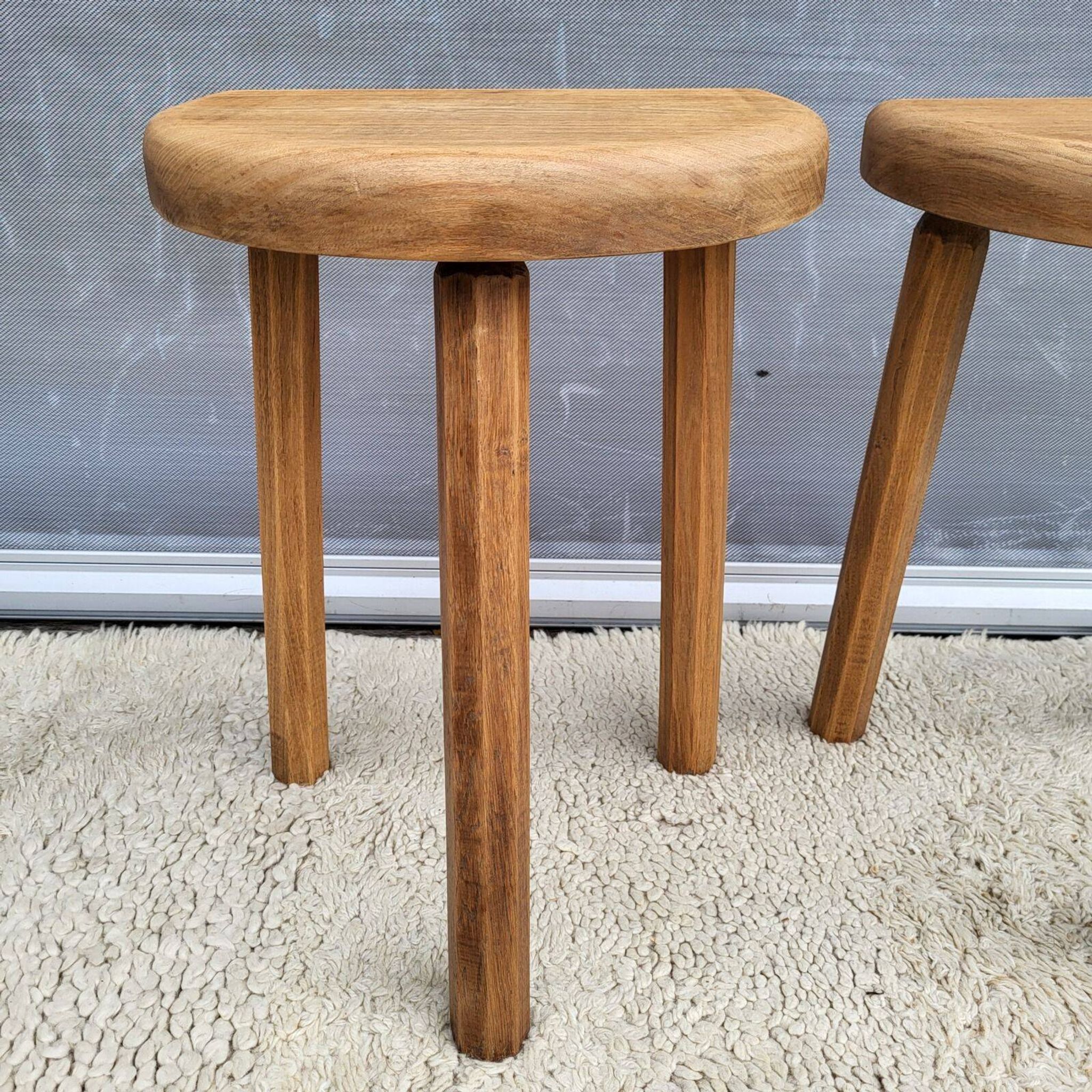 Pair of raw wood milking stools • Brutalist spirit & nature