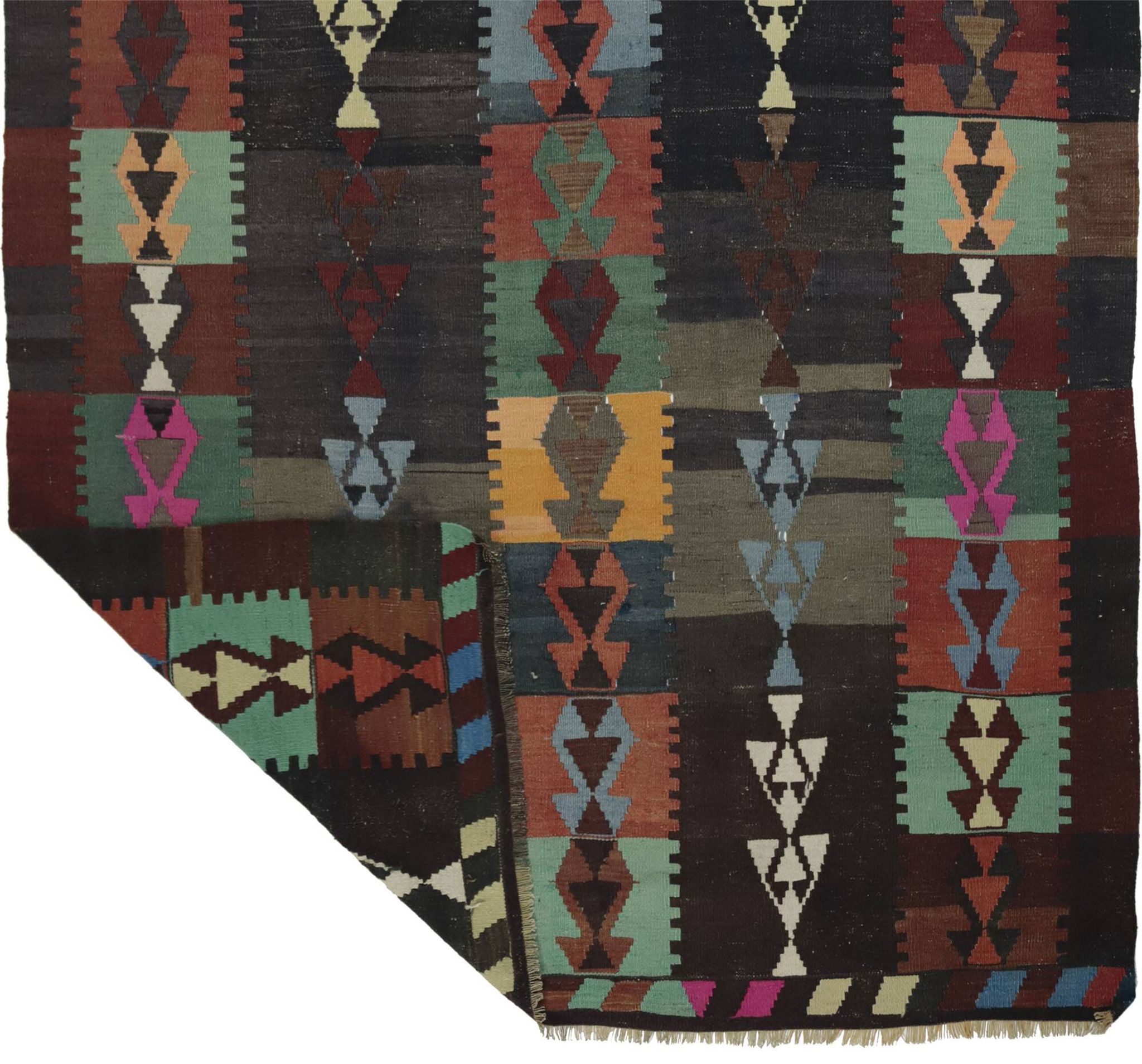 Turkish Anatolian Handmade Vintage Area Kilim Rug 286 cm x 188 cm