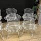 4 Chaises vintages Harry Bertoia Wire en maille de der Laqué Blanc Knoll