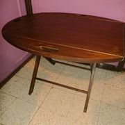 Teak wood coffee table, oval shape, folding boat style 1970