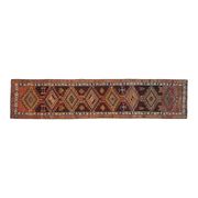 1970s Vintage Turkish Handmade Wool & Cotton Orange Runner Rug 80x356