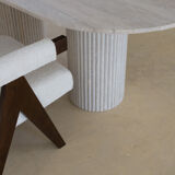 Olya oblong dining table 150x90 in natural travertine
