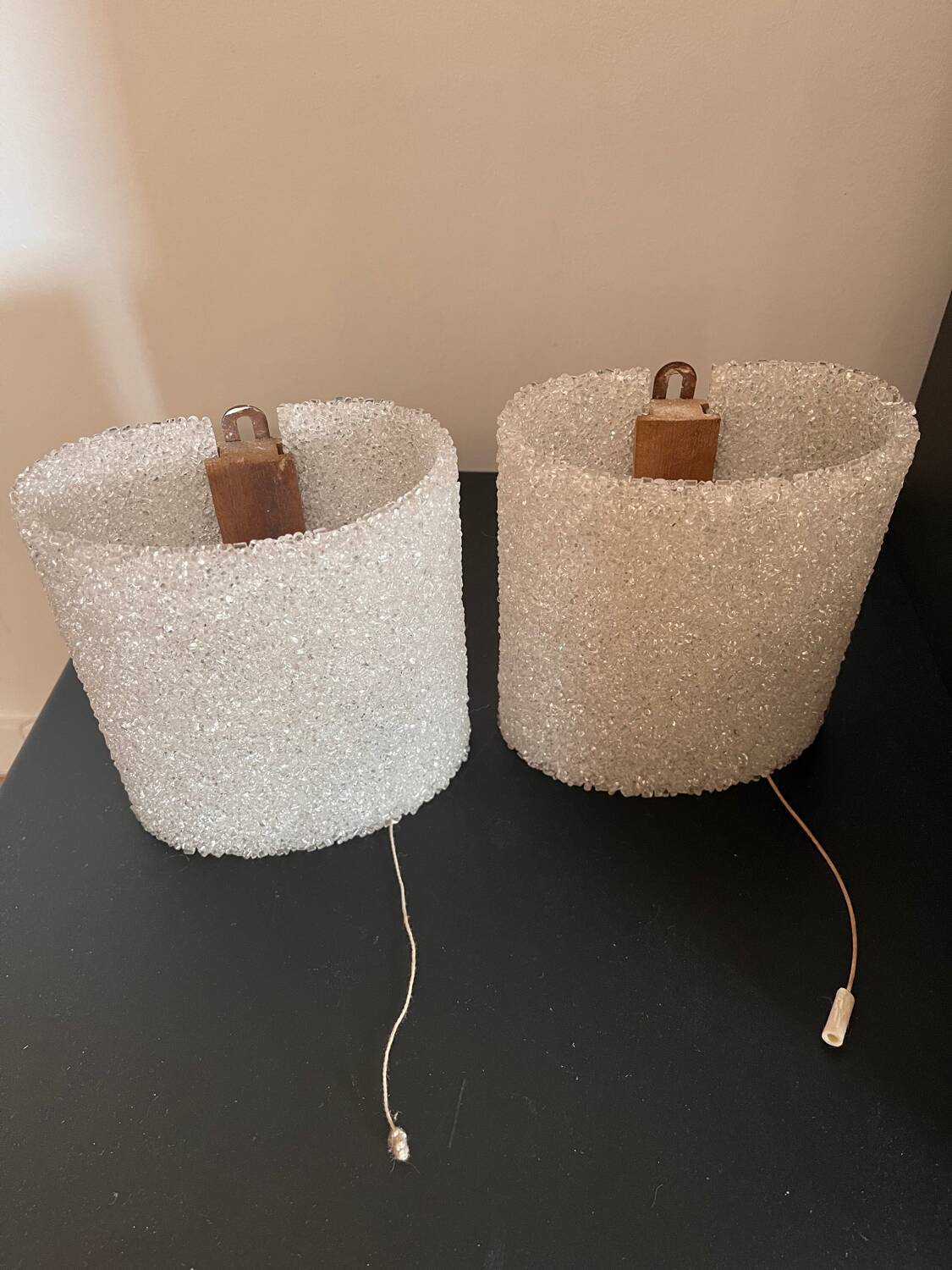 Pair of perspex wall lights