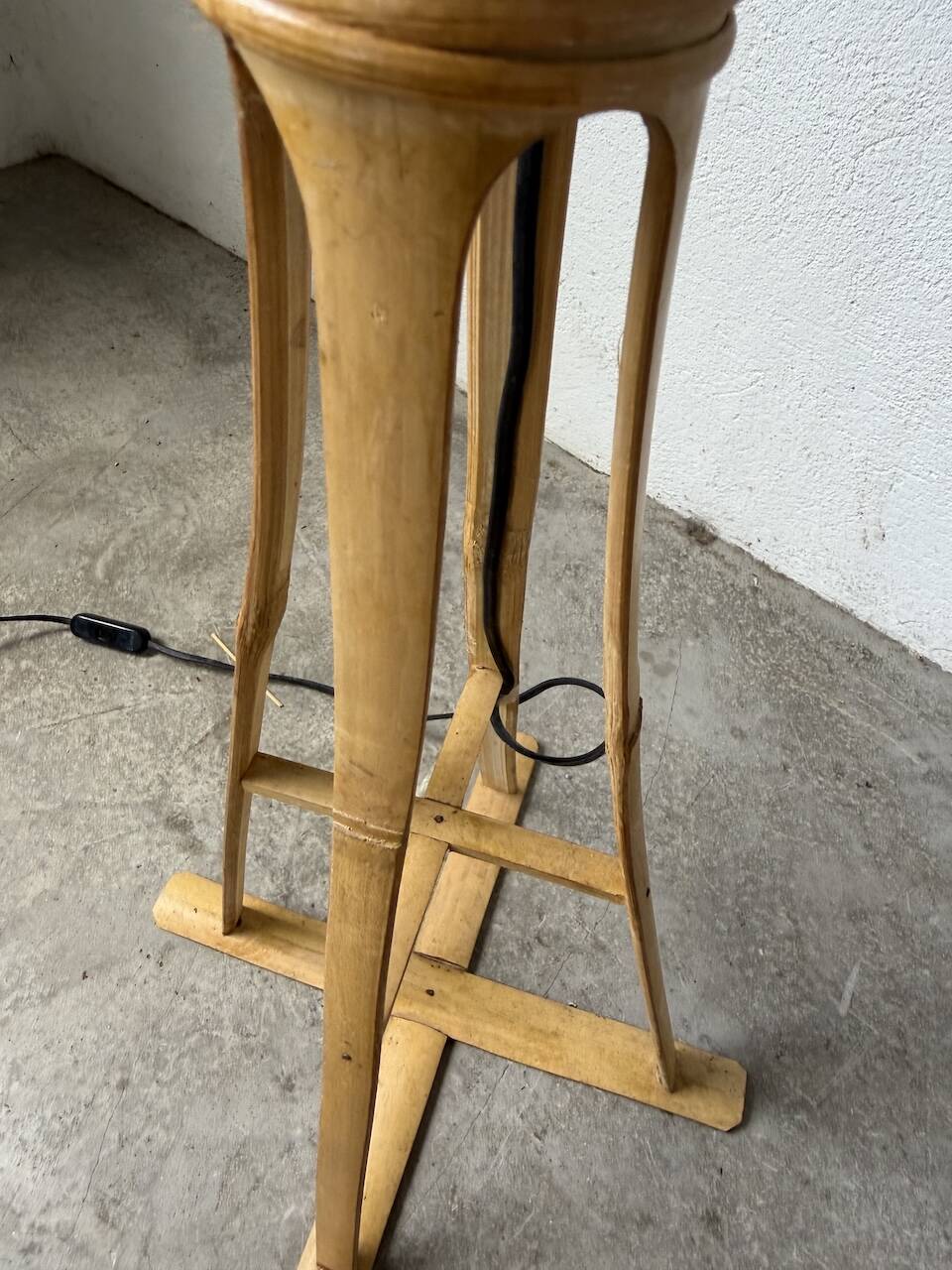 Bamboo and straw floor lamp 1980