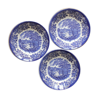 3 plates of Broadhurst Staffordshire English earthenware caps