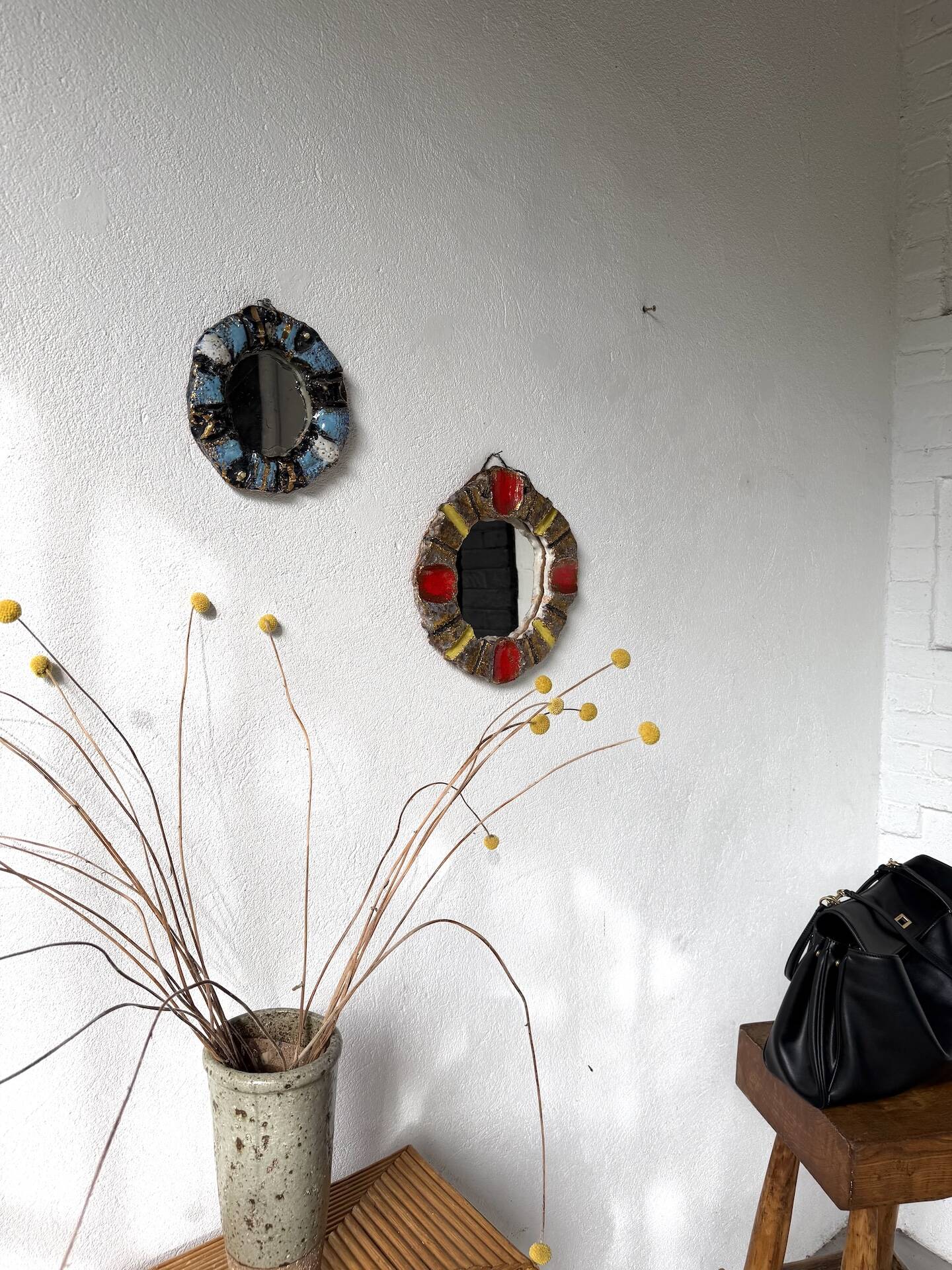 Pair of ceramic mirrors 1950 dlg Mithé