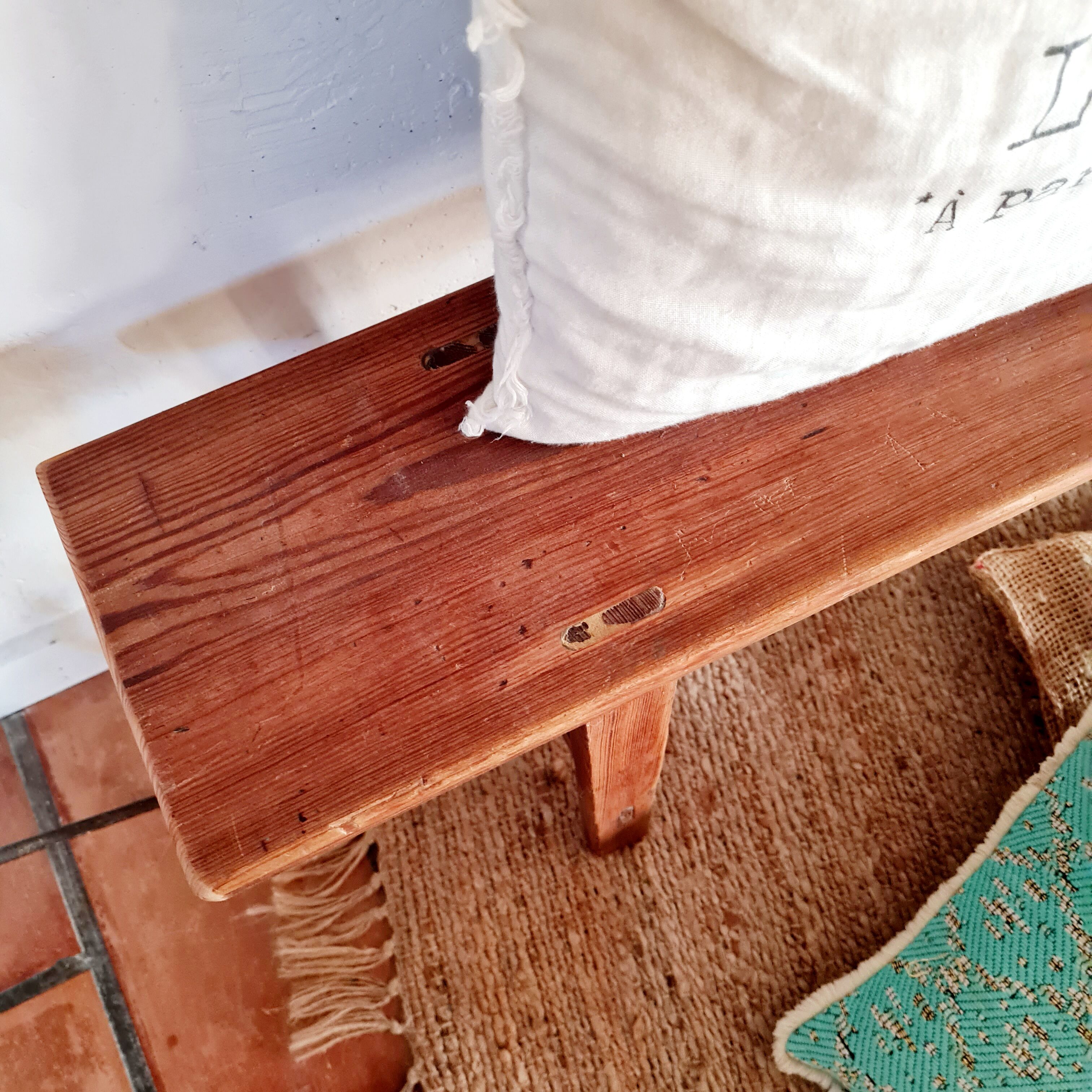 Old wooden farmhouse bench