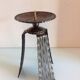 Brutalist candle holder tripod in golden metal / vintage 60s-70s