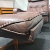 Danish Madsen & Schubell vintage swivel lounge armchair and ottoman