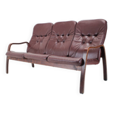 1980 Three-Seater Leather Sofa, Tone Czechoslovakia
