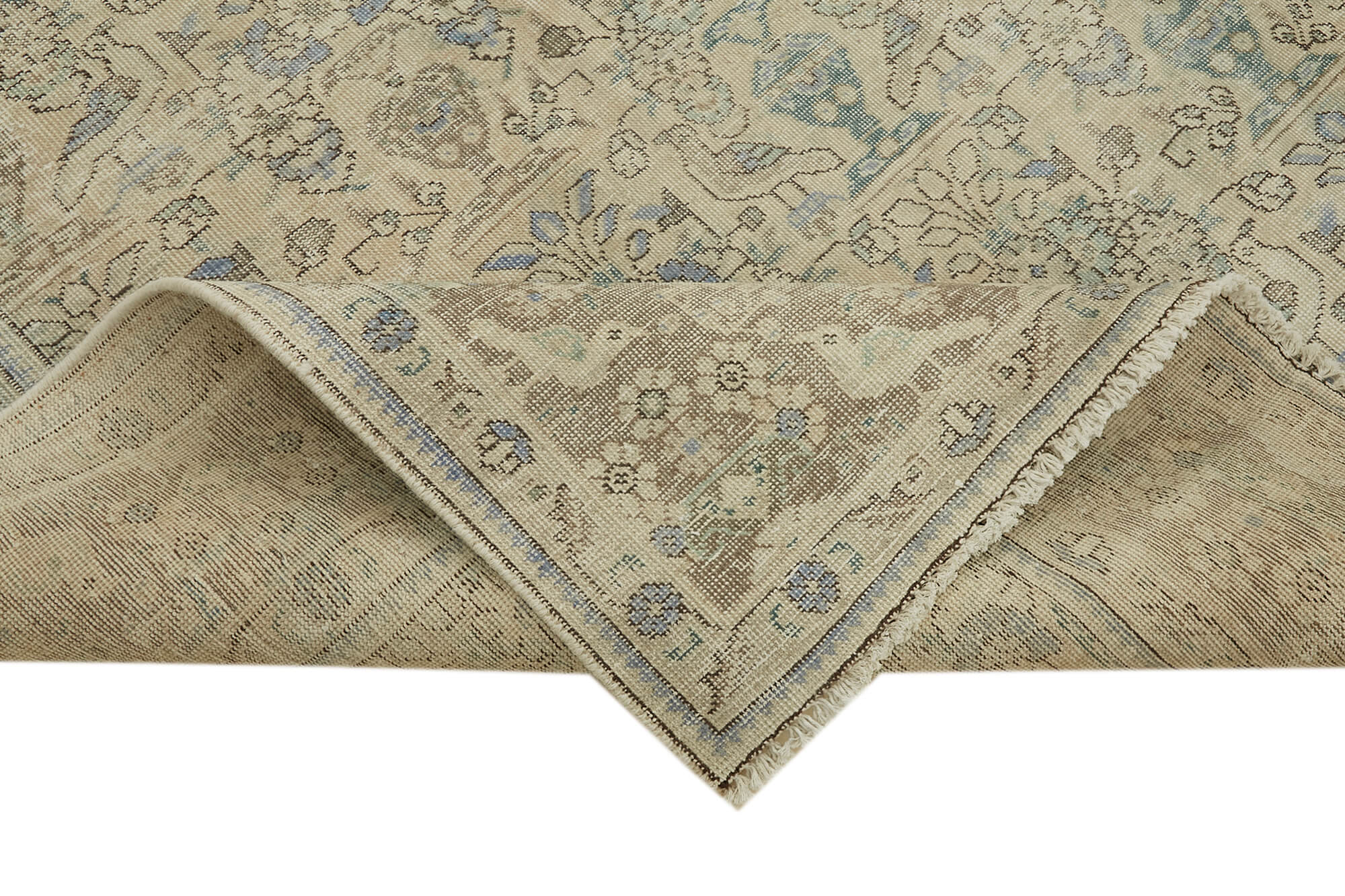 Hand-knotted persian vintage 1970s 291 cm x 374 cm beige wool carpet